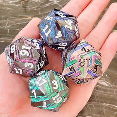 Metal D20 33mm Striped Dice Game Accessories