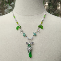 Green Fairy Necklace Faux Pearl Decor for Girls Kids