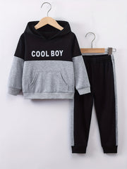 Boy's Clash Outfit 2pcs Hoodie & Sweatpants Set BOY Print