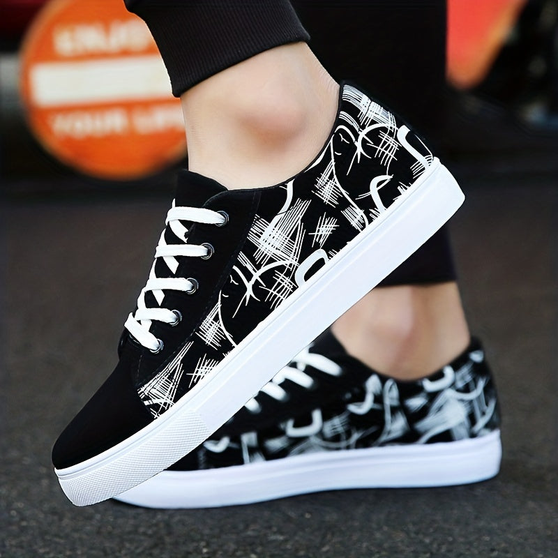 Men's Striped Low Top Canvas Skate Shoes Casual Outdoor Sneakers