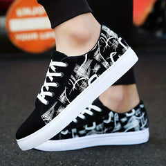 Men's Striped Low Top Canvas Skate Shoes Casual Outdoor Sneakers