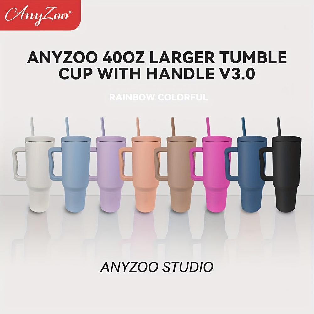 Anyzoo 40oz Ice Tyrant Cup Macaron Water Bottle With Lid & Straw
