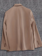 Double Breasted Lapel Blazer Long Sleeve Casual Work Office Outerwear