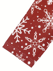 Christmas Leggings Snowflake & Slogan Print Fleece Elastic High Rise