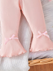 Baby Girl's Stretchy Flare Pants With Fringe Flounce Bell Bottom Leggings