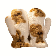 Bear Plush Gloves Girls Winter Warm Gloves