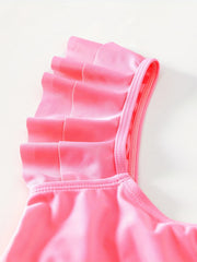 Girl's 2pcs Ruffle Swimsuit Fish Scale Bikini Set Tank Top & Briefs