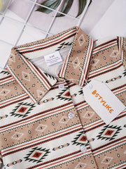 Boys Geometric Striped Shirt Casual Summer Kids Clothes