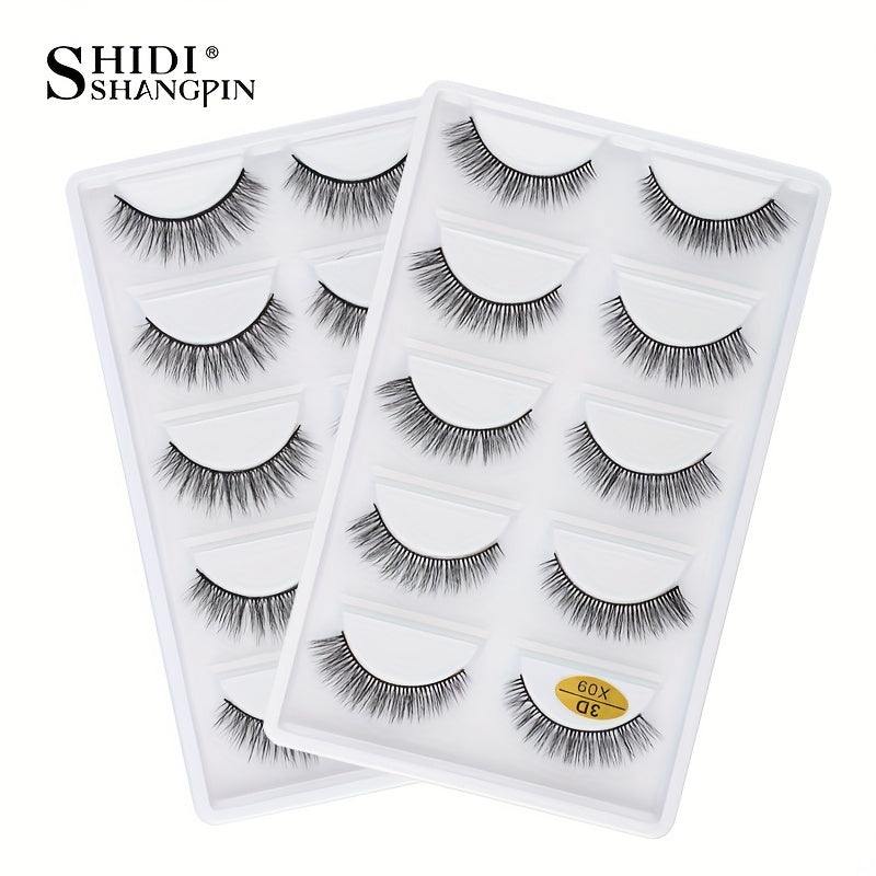 5 Pairs False Eyelashes 3D Slender Wispy Soft Reusable Lashes