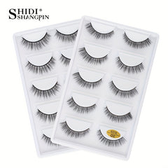 5 Pairs False Eyelashes 3D Slender Wispy Soft Reusable Lashes