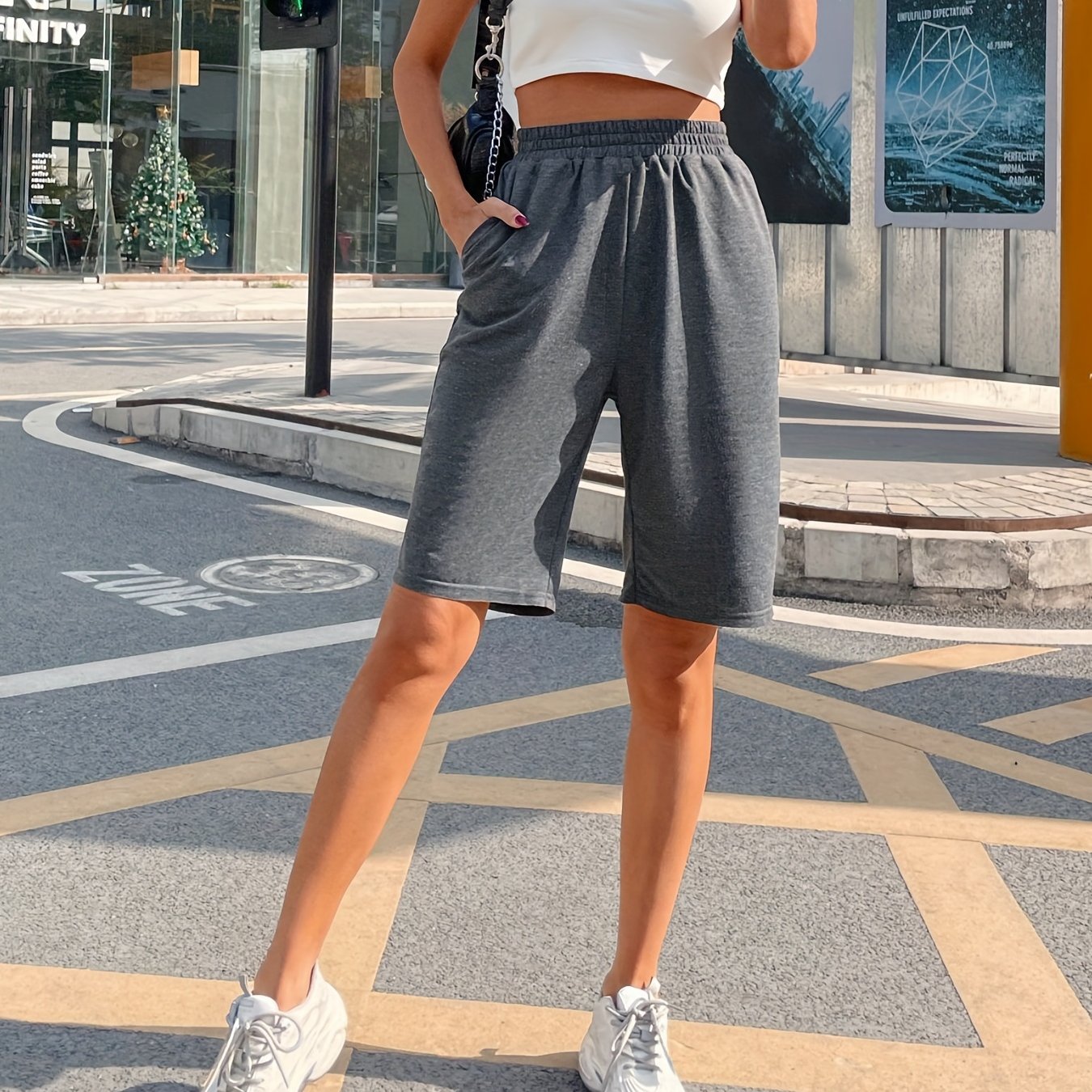 Casual Two piece Shorts Set Crop Tank Top & Elastic Shorts