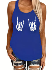 Skull Hand Print Tank Top Sleeveless Crew Neck Casual Summer Women's Clothing