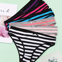 6 Pcs Striped Bow Tie Briefs Comfy Stretchy Intimates Panties