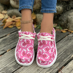 Women's Skateboard Shoes with Rugby Ball Heart Pattern