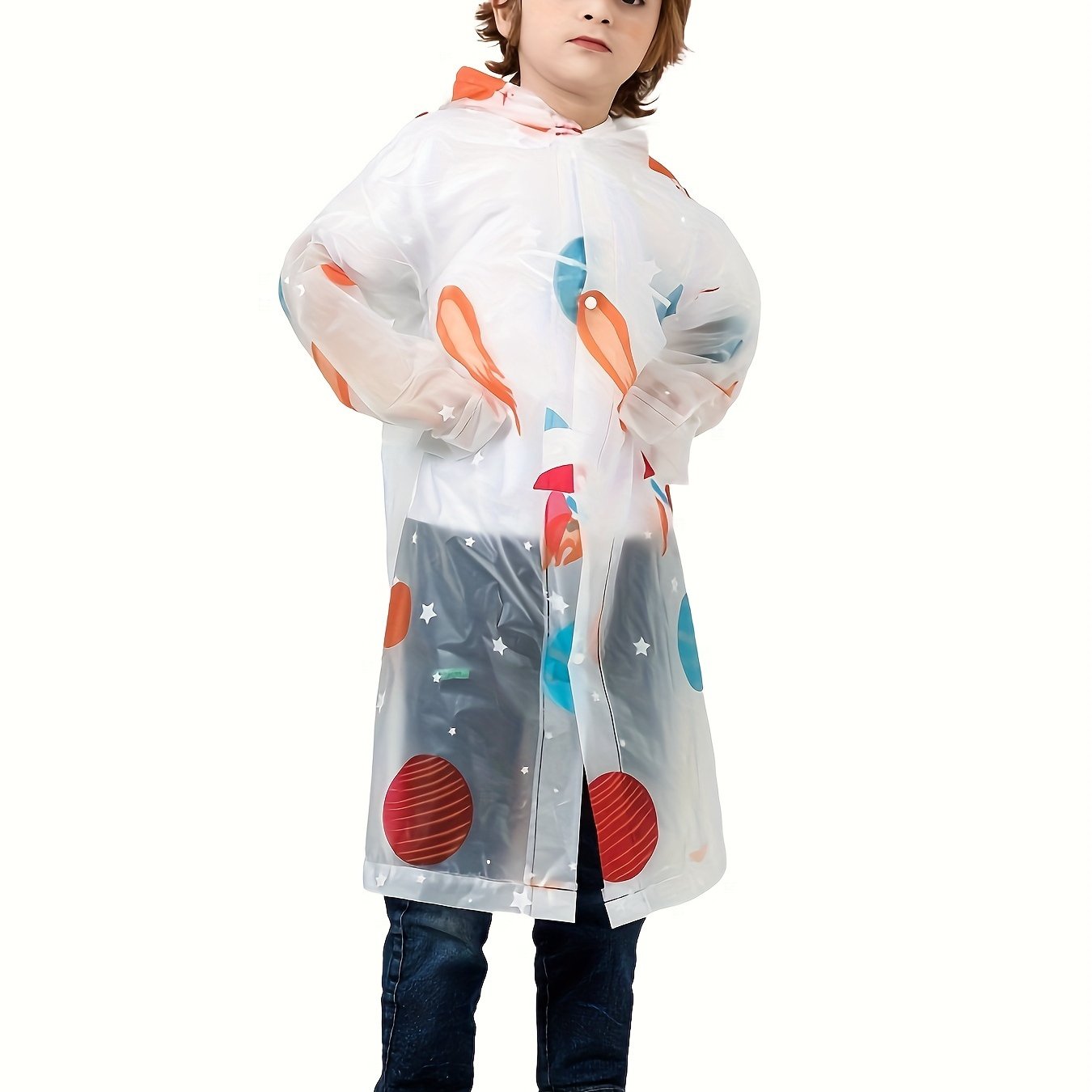 Kid's Waterproof Hooded Raincoat Cartoon Pattern Coat
