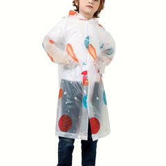 Kid's Waterproof Hooded Raincoat Cartoon Pattern Coat