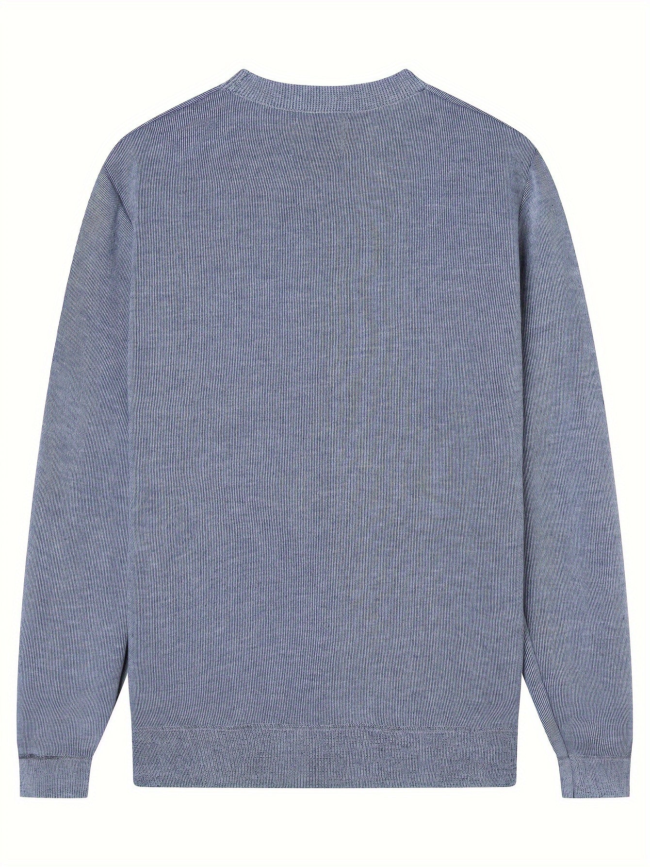 Men's Stretch Thermal Round Neck Sweater for Autumn Winter