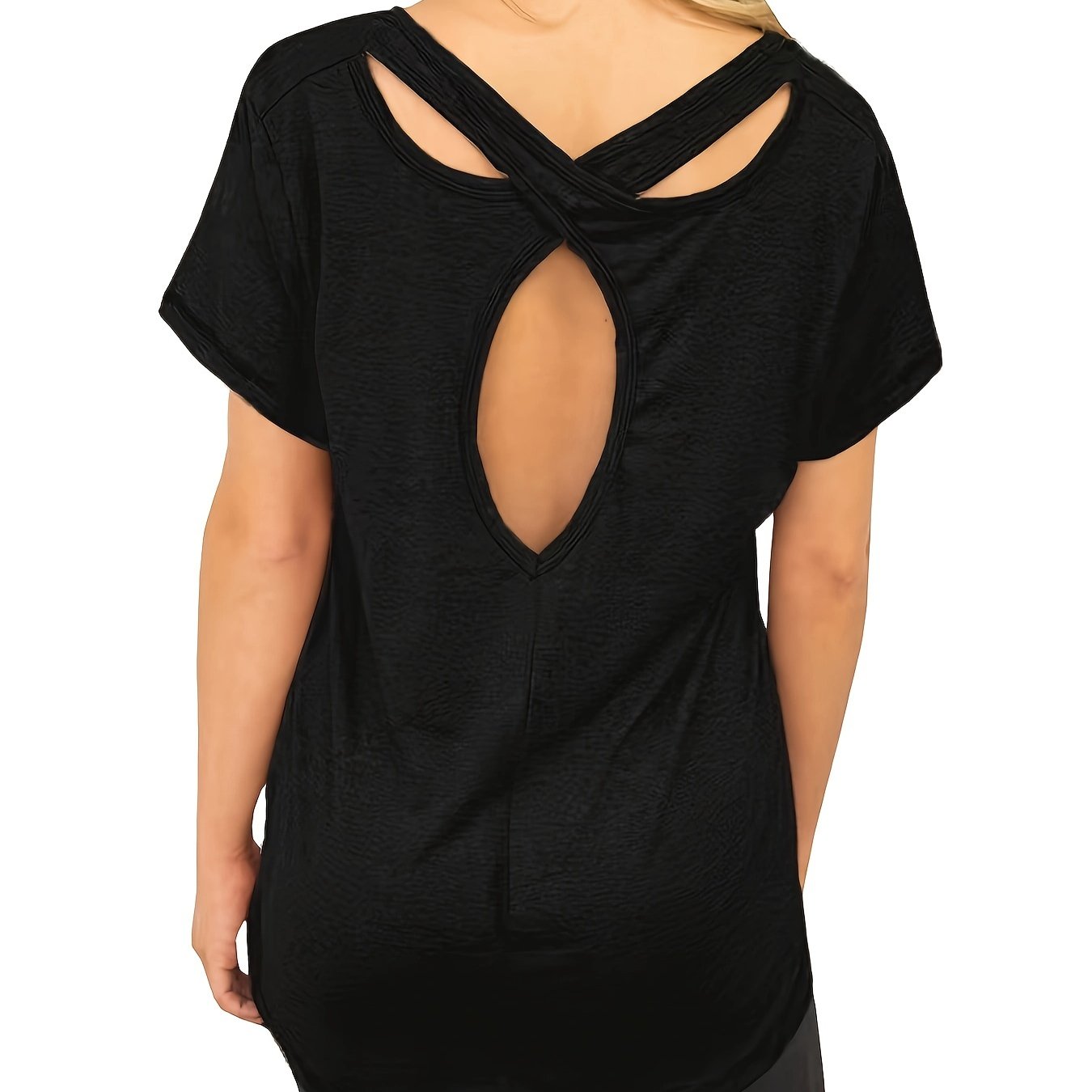 Women's Backless Workout T Shirt V Neck Criss Cross Yoga Tops