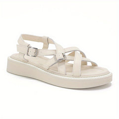 Women's Cross Straps Buckle Sandals Open Toe Soft Sole Ankle Slingback Shoes
