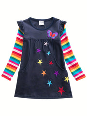 Girls Rainbow Unicorn Dress with Pockets