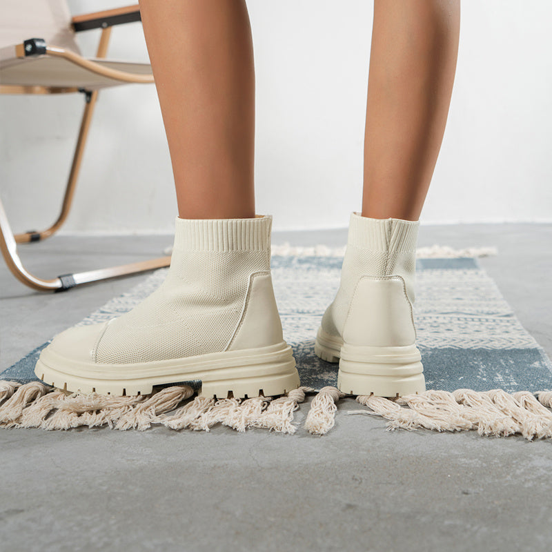 Women's Knit Platform Slip On Sock Boots