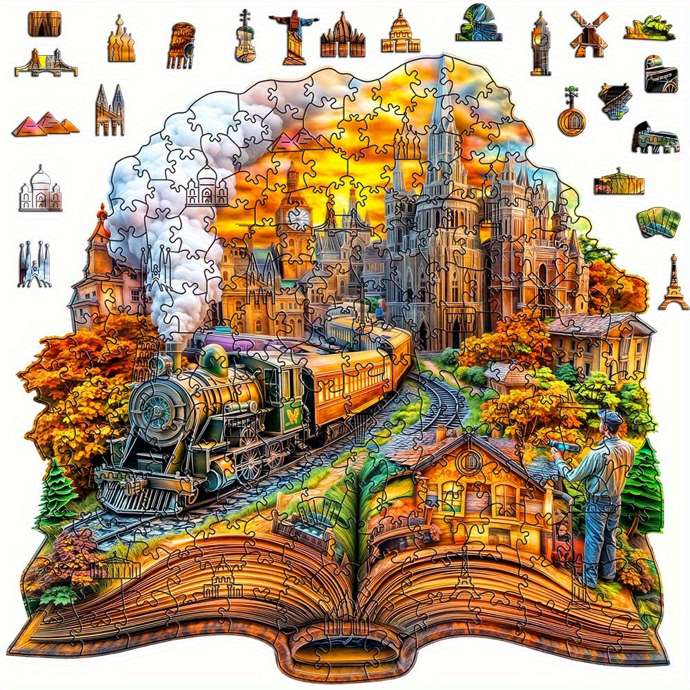 Train Town Wooden Puzzle Animal Toy for Ages 3
