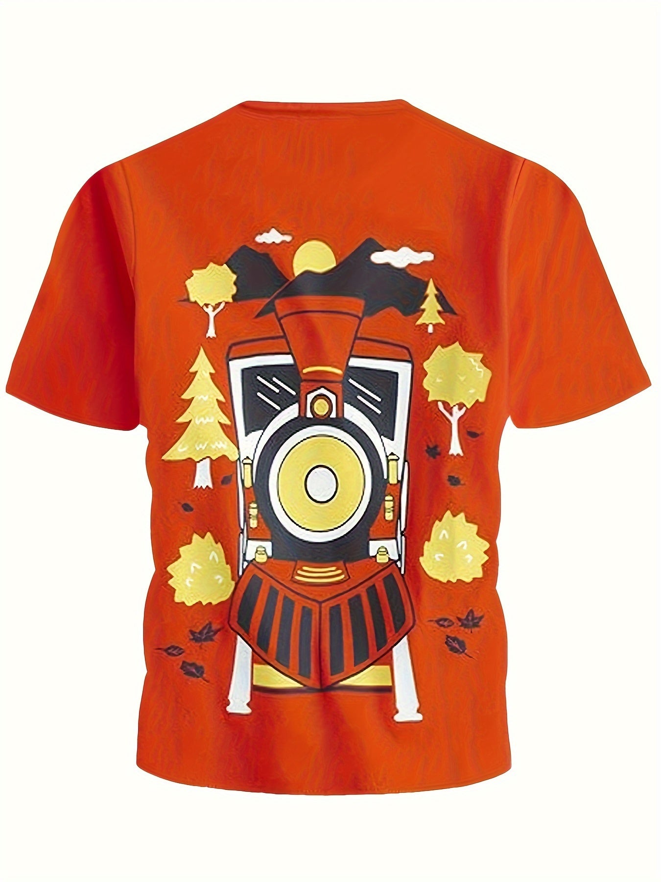 3D Train Graphic Short Sleeve T shirt For Girls boys Sports Summer