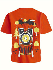 3D Train Graphic Short Sleeve T shirt For Girls boys Sports Summer
