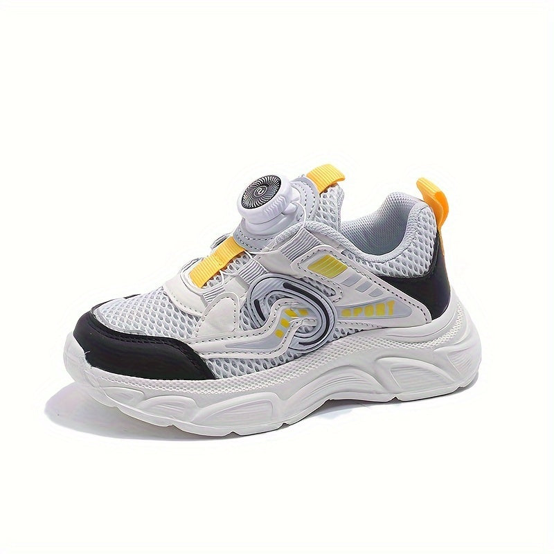Boy's Mesh Breathable Chunky Shoes With Rotating Buckle Soft Sole Sneakers