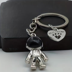 Heart Astronaut Keychain Alloy Backpack Purse Charm Key Ring