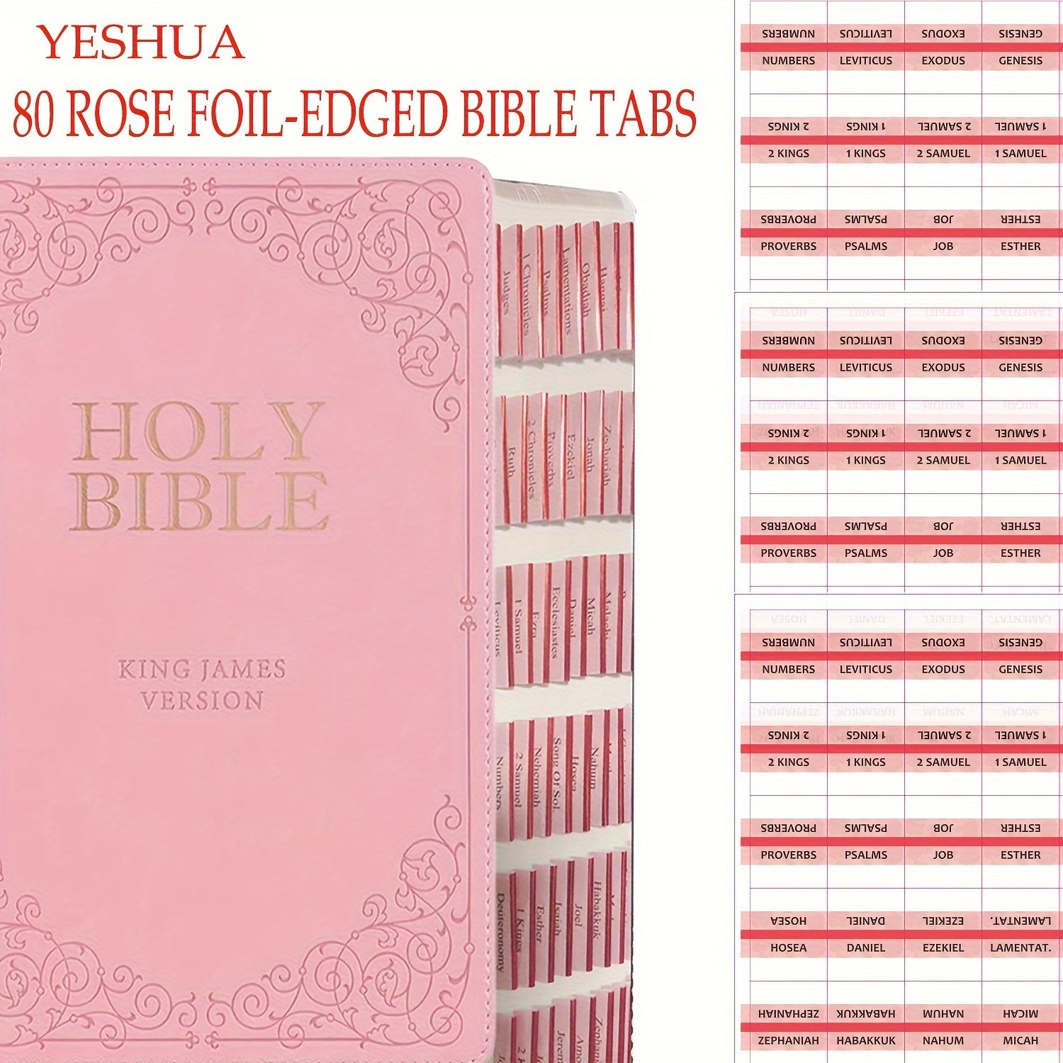 Rose Foil Edged Tabs for Old and Testament