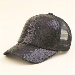 Y2K Stitching Sequin Mesh Cap Sun Protection