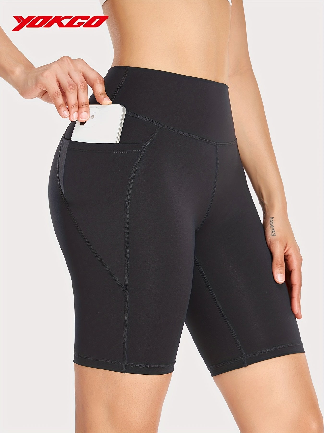 Women's Solid Sport Shorts Elastic Leggings Gym Training