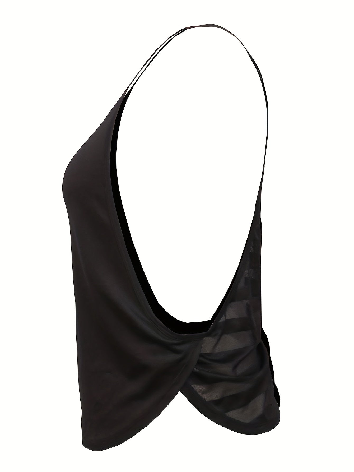 Mesh Contrast Tank Top Round Neck Stretchy