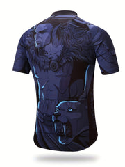 3D Print Muscle Man Anime Men's Cycling Suit Zip Up Summer Outdoor