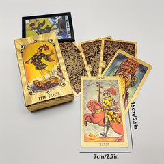 Golden Foil Tarot Deck 78 Waterproof Cards with Instruction Booklet