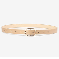 3pcs Oval Buckle Belt Classic PU Leather Solid Belt Retro Pants Decoration