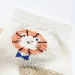 5pairs Boys Lion Socks Mesh Breathable Comfortable Crew Socks