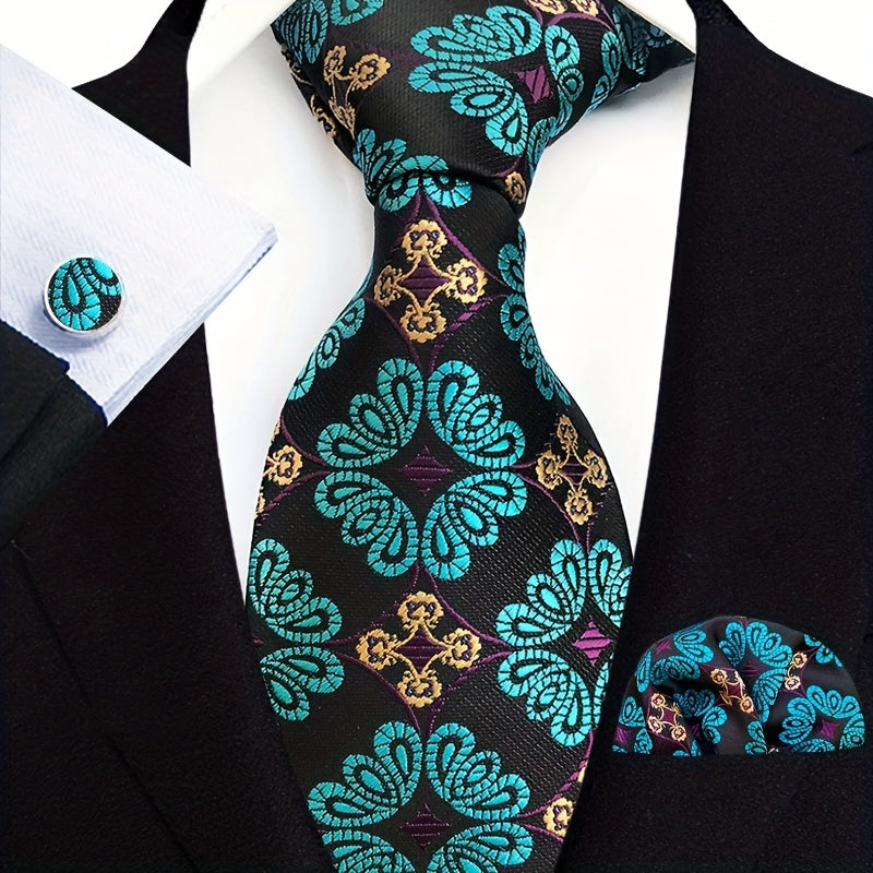 Men's Tie Pocket Square & Cufflinks Set