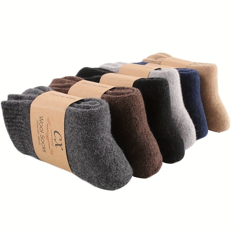 Thick Cotton Wool Mid-calf Socks with Wool Loops for Warmth