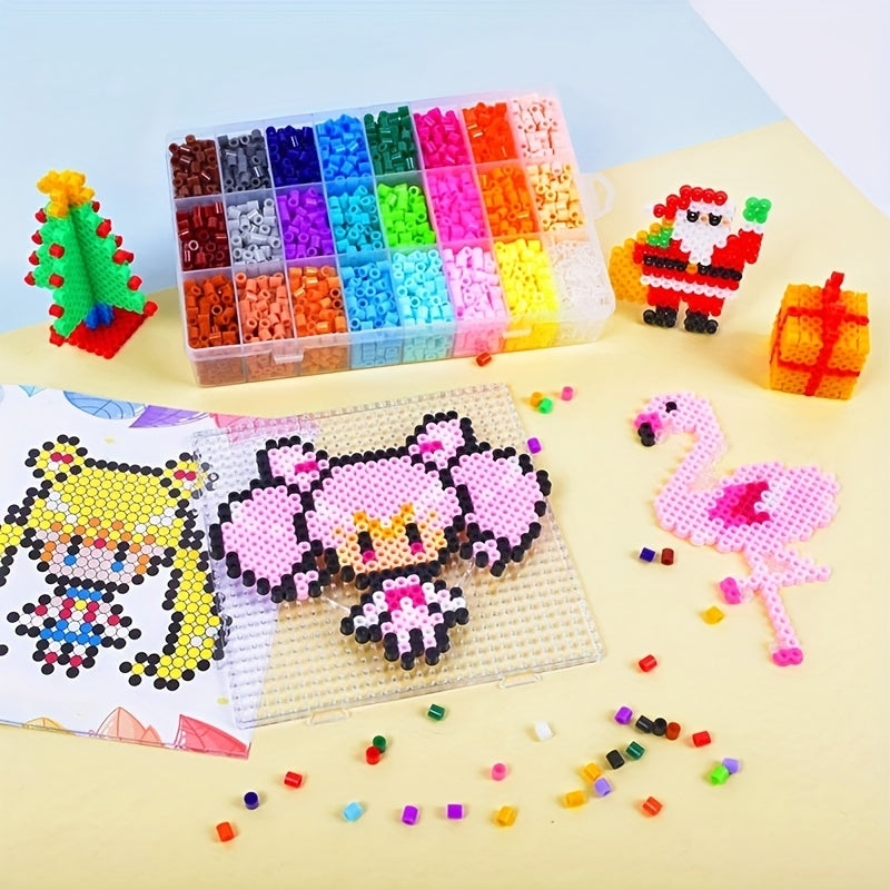 1000pcs 5mm Fuse Beads Kit 24 Colors Ironing Paper Pegboard Tweezers Art & Craft
