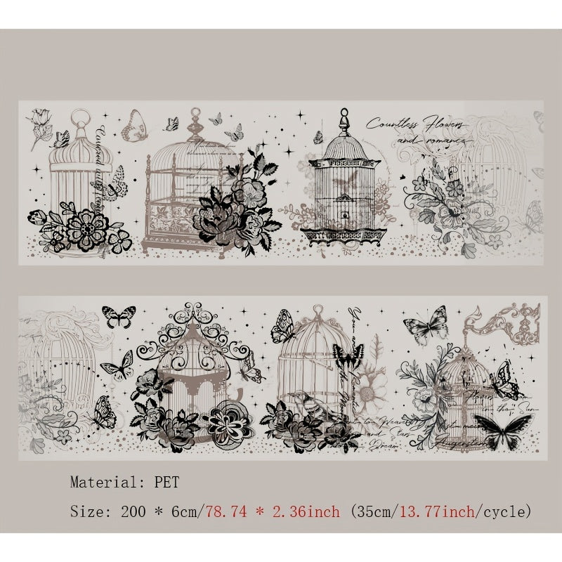 1PC Light Retro PET Tape Sticker Ghost Lace Dream Series Hdiary Decoration