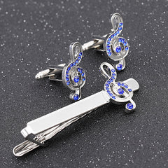 Purple Crystal Cufflinks & Tie Clip Set