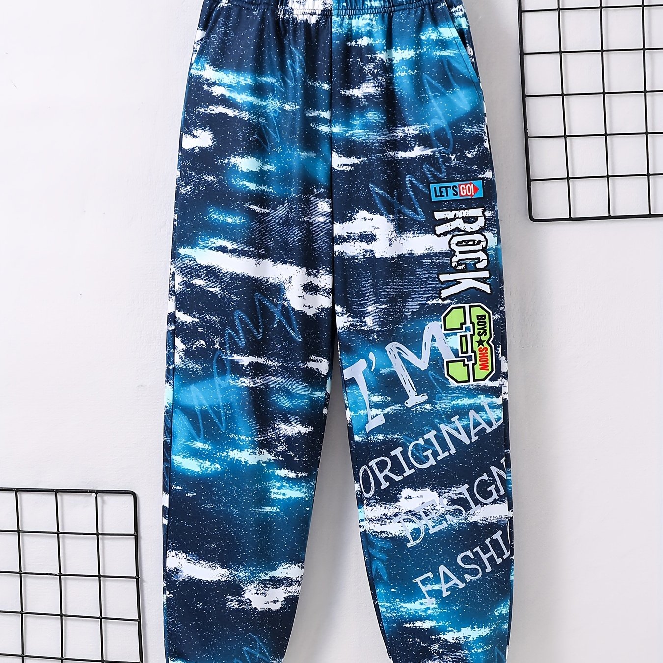 Boys Casual Elastic Waist Letter Print Long Pants