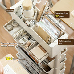 Large Capacity Movable Book Rack With Drawers Storage Shelve