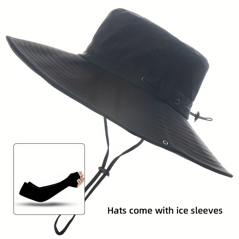 Men's Fishing Hat with Breathable Net for Summer Fishing + Bonus Ice Sleeve
