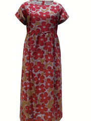 Vintage Floral Print Ruched Dress