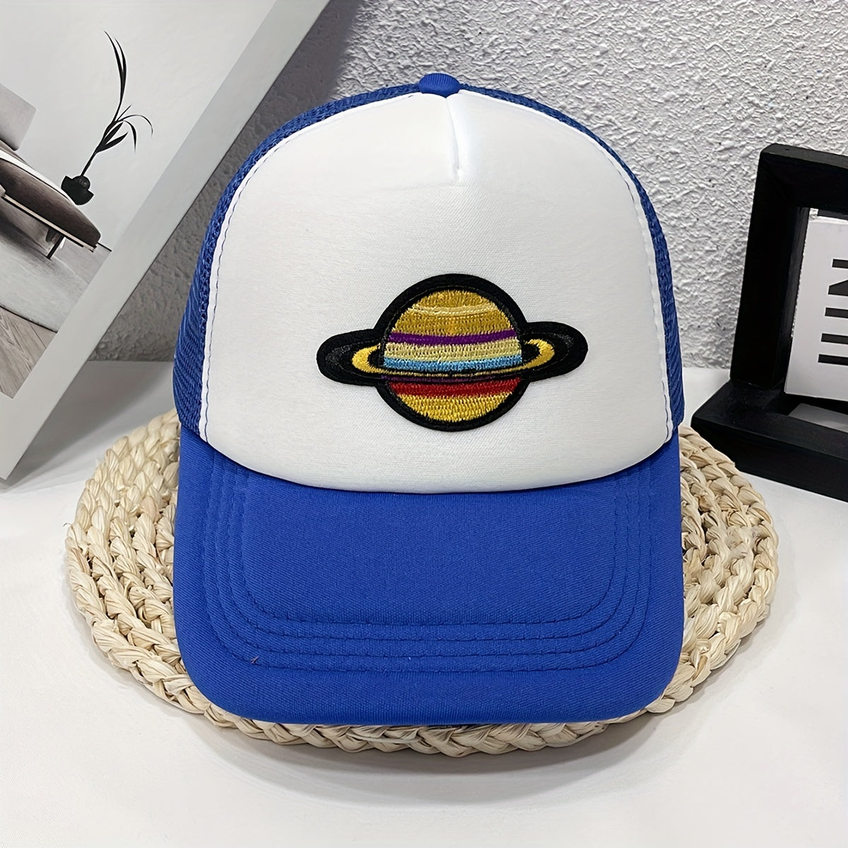Planet Embroidered Unisex Baseball Cap Trucker Hat Mesh Adjustable