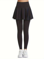 Pleated Yoga Running Skorts with Leggings Womens Activewear