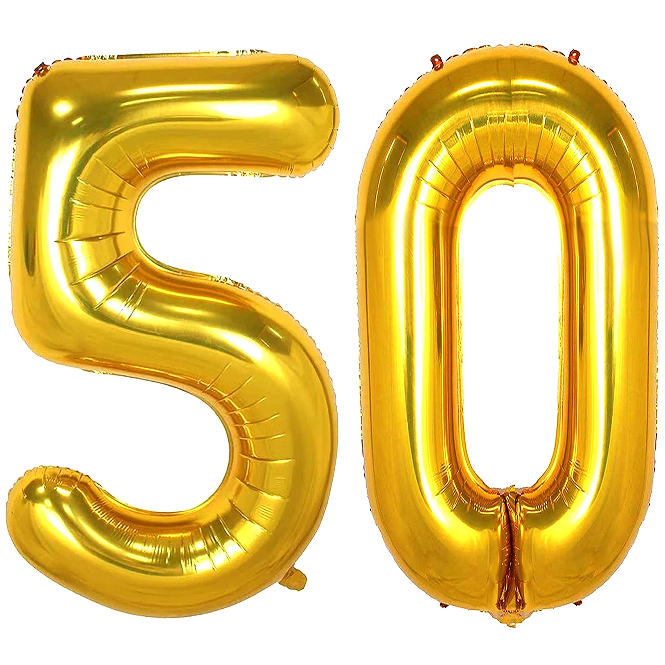 Gold Number Balloons 30 40 50 60 Big Giant Foil Mylar for Birthday Party